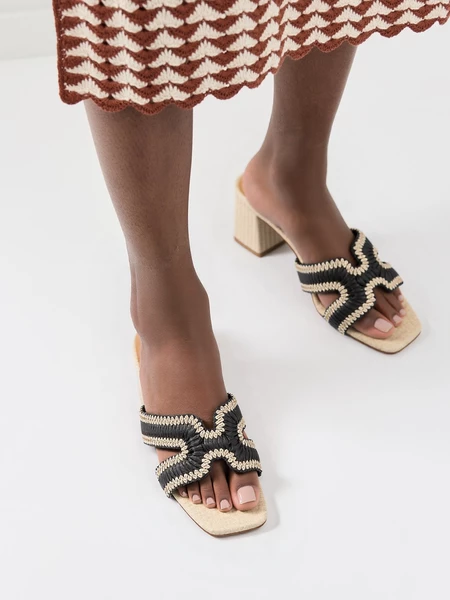 Damskie Klapki na Obcasie LUMINA BLACK