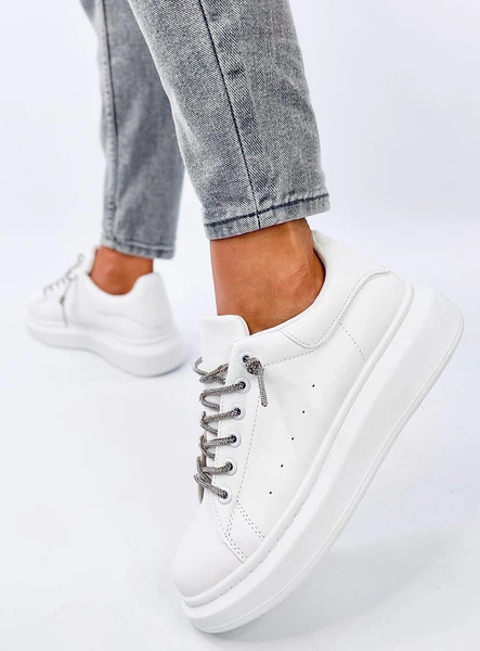 Sneakersy z kryształkowymi sznurówkami SERIES WHITE/SILVER