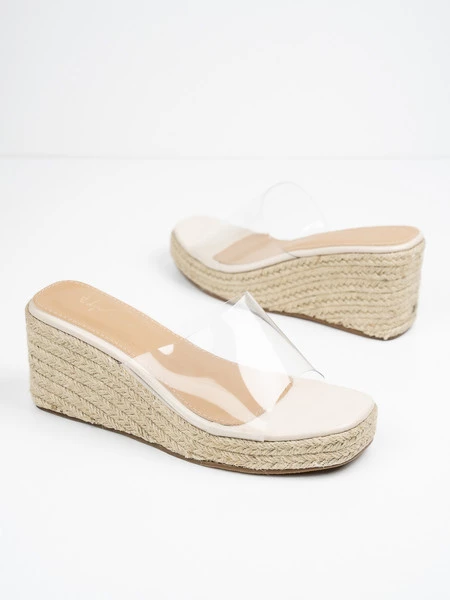 Klapki na koturnie LUCENCE BEIGE