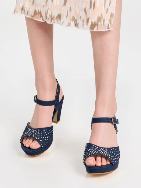 Damskie Sandały na Obcasie NIGHT ELEGANCE BLUE