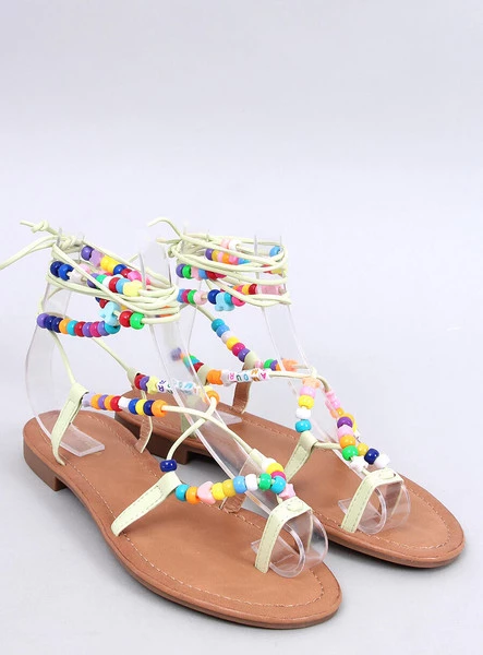 Sandałki rzymianki z koralikami MAIOS GREEN