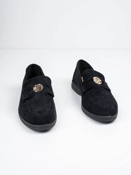 Mokasyny z ozdobnym emblematem w kolorze Black