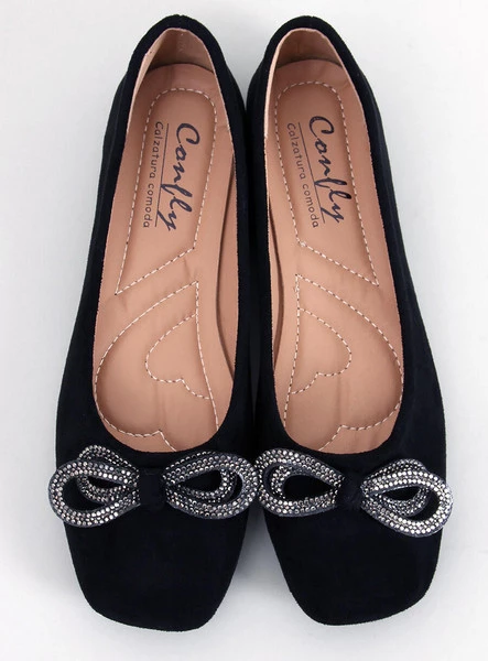 Baleriny zamszowe z kokardką SERNA NERO