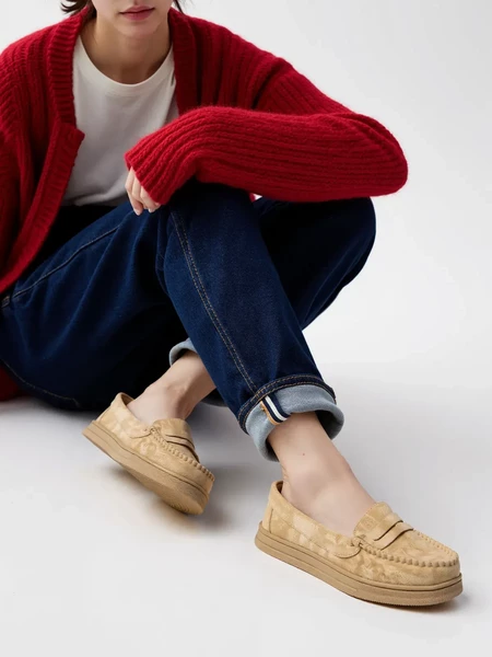 Damskie Mokasyny – Beżowe, Zamszowe Martina BEIGE