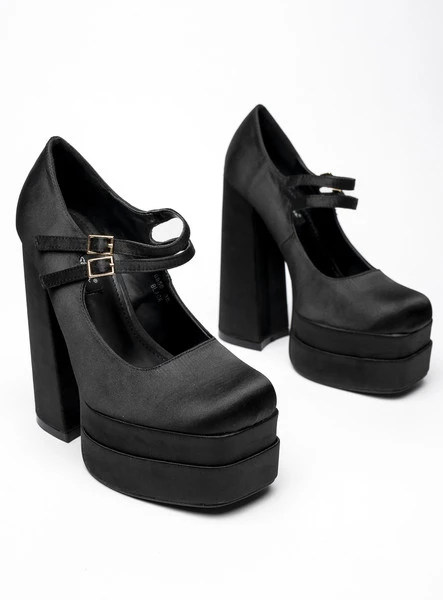 Czółenka na platformie satynowe PRANDI BLACK