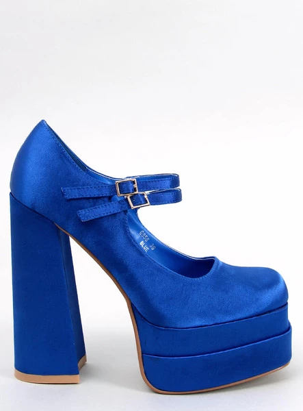 Czółenka na platformie satynowe PRANDI BLUE