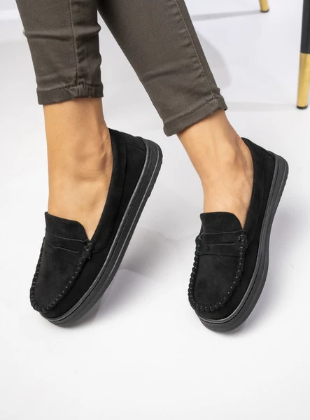 Damskie Mokasyny – Czarny, Zamszowe Martina BLACK