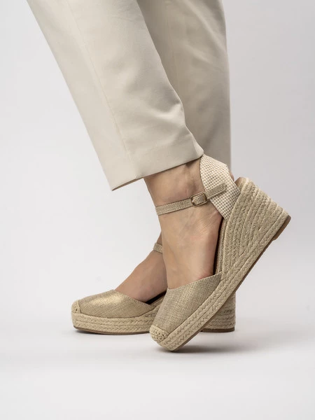 Damskie Espadryle na Koturnie WILD ELEGANCE GOLD