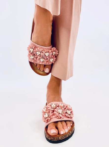 Klapki korkowe z kwiatuszkami EMILES PINK