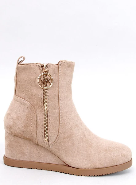 Botki na koturnie ze złotym suwakiem VAVIN KHAKI