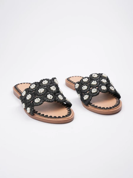 Klapki Kwiatowy Eden Czarny