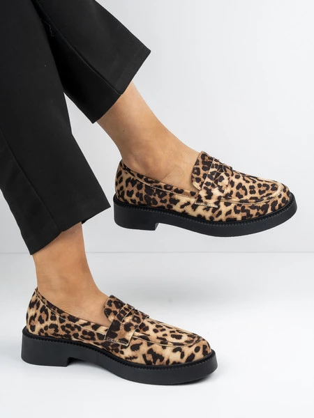 Mokasyny damskie eleganckie w kolorze Leopard