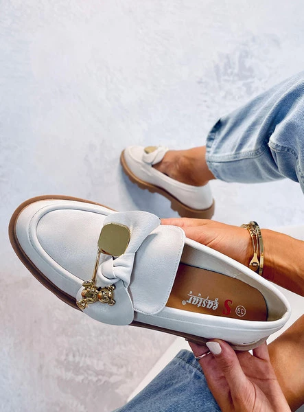 Mokasyny ze złotym misiem HONEY BEIGE