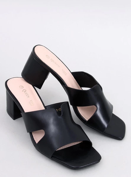 Klapki na obcasie VALLON BLACK