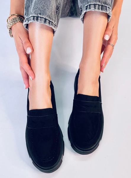 Mokasyny na platformie zamszowe JAYNE BLACK