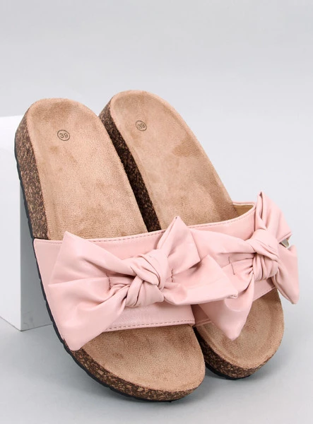 Klapki korkowe z kokardą BUSSI PINK