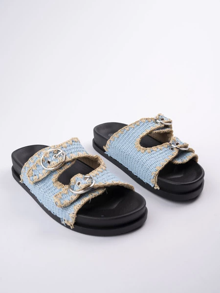 Klapki damskie na platformie z regulowanymi paskami w kolorze Blue