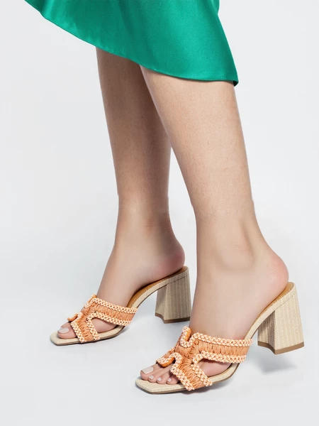 Damskie Klapki na Obcasie LUMINA ORANGE