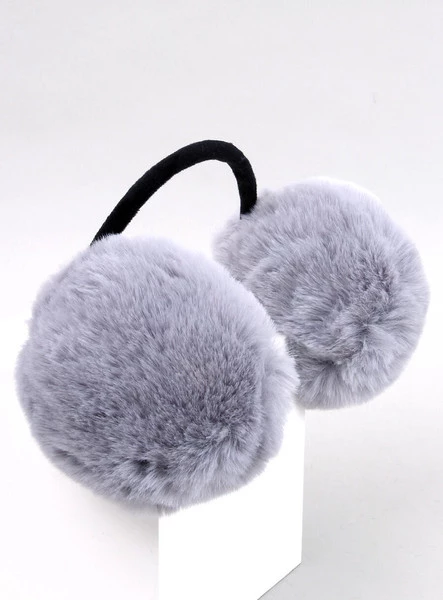 Futrzane nauszniki damskie za głowę DOMMI SZARE