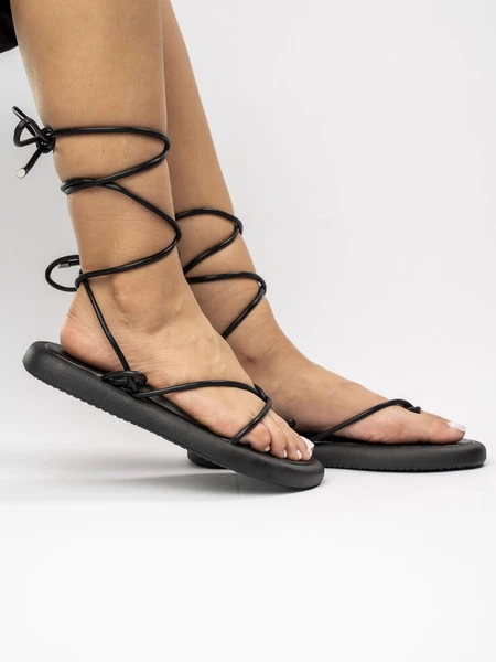 Damskie Wiązane Sandały AURORA BLACK