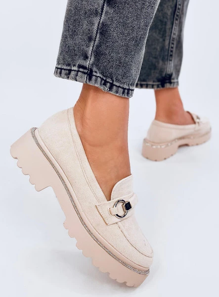 Mokasyny zamszowe wysoka podeszwa SHEADY BEIGE