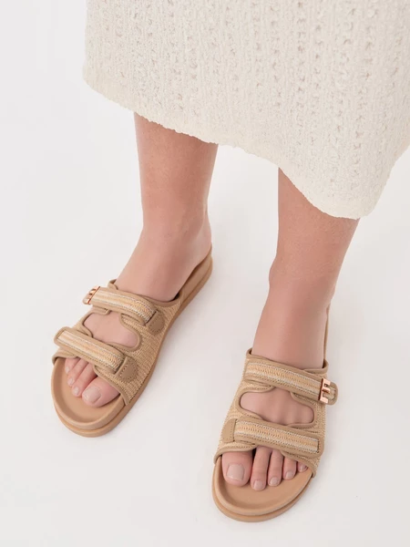 Klapki damskie eleganckie w kolorze Khaki