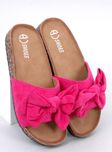 Klapki korkowe z kokardą KEITAS FUKSJA