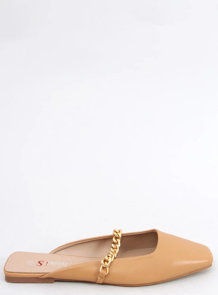 Klapki z łańcuszkiem CHIARA CAMEL