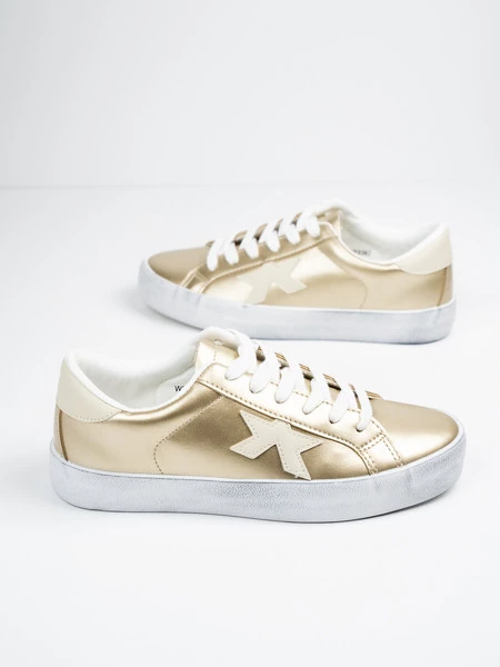 Sneakers damskie z ozdobną gwiazdą w kolorze Gold