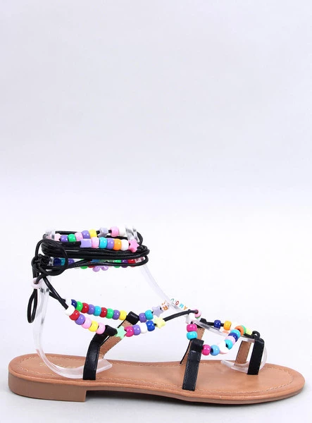 Sandałki rzymianki z koralikami MAIOS BLACK