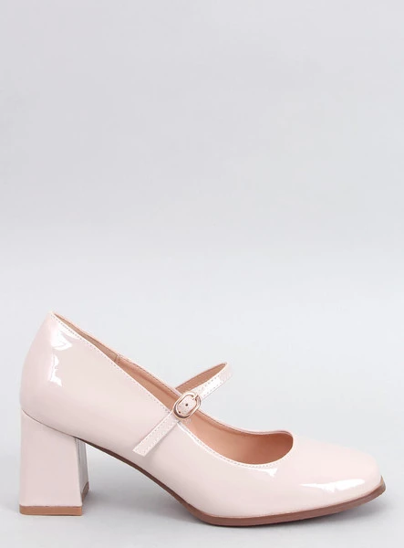 Czółenka lakierowane na obcasie MADDOI BEIGE