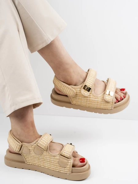 Modne Sandały damskie - Solarie Khaki 