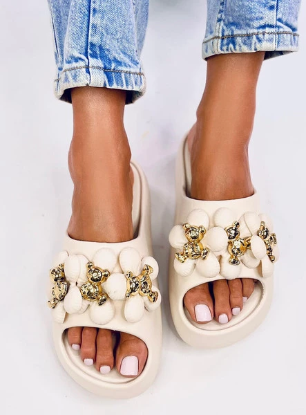 Klapki gumowe na platformie DEVAU BEIGE