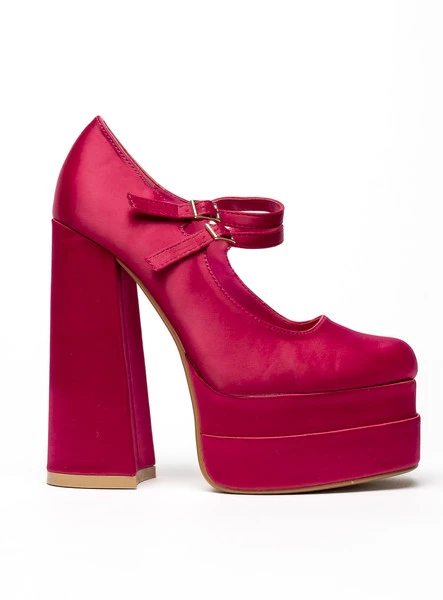 Czółenka na platformie satynowe PRANDI FUSHIA