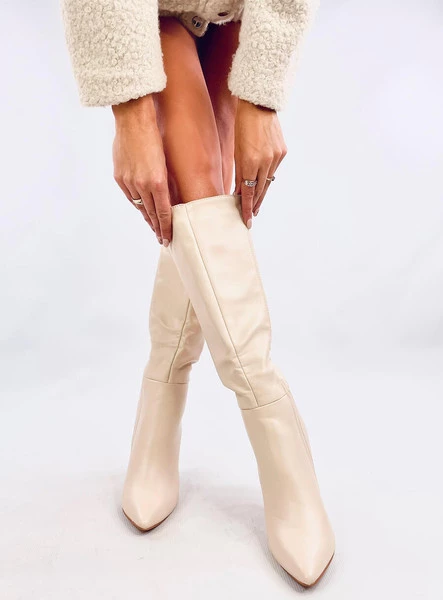 Kozaki na obcasie klasyczne TIFFANY BEIGE
