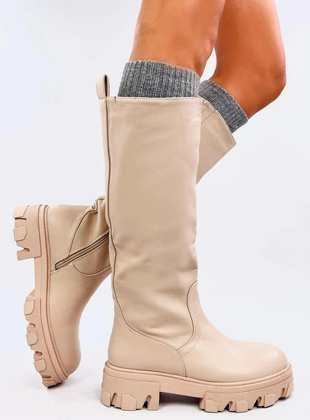 Oficerki na grubej podeszwie JULY BEIGE