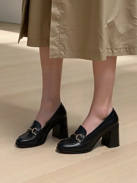 Damskie Mokasyny na Obcasie CASTELLA BLACK