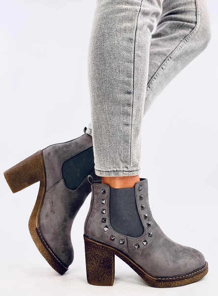 Botki na szerokim obcasie HIDALGO GREY II GATUNEK