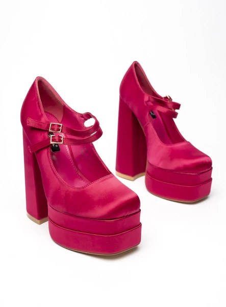 Czółenka na platformie satynowe PRANDI FUSHIA