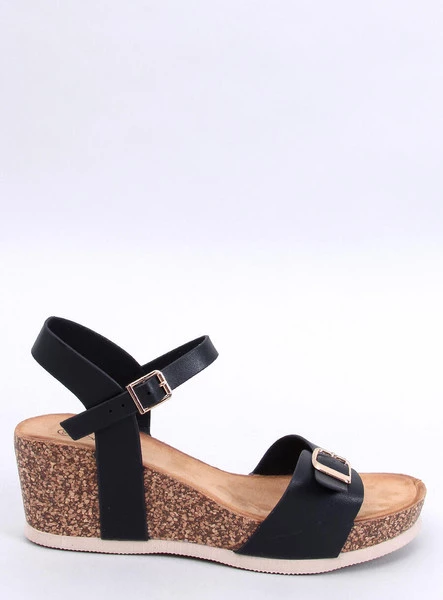 Sandałki na koturnie korkowe ARNAU BLACK