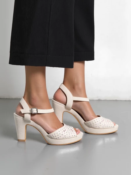 Damskie Sandały na Obcasie NIGHT ELEGANCE BEIGE