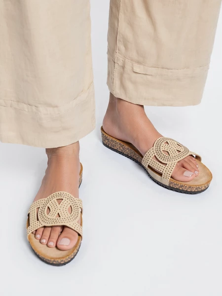 Damskie Ażurowe Klapki CELEST BEIGE