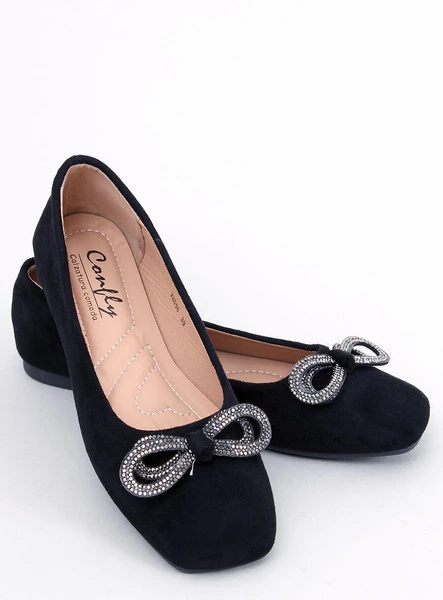 Baleriny zamszowe z kokardką SERNA NERO