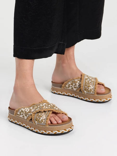 Klapki Etniczne Aura Khaki