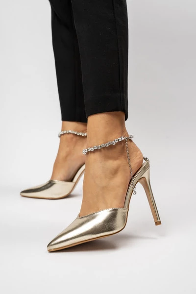 Damskie Szpilki KAYLA GOLD – Błyszczący Urok i Biżuteryjny Akcent