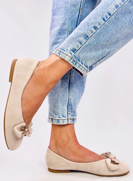 Baleriny ze złotym misiem CRANNY BEIGE