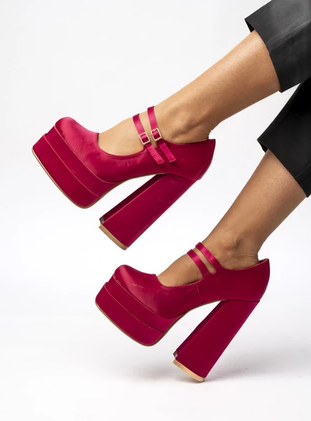 Czółenka na platformie satynowe PRANDI FUSHIA