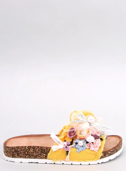 Korkowe klapki z kwiatami CIRCUS YELLOW