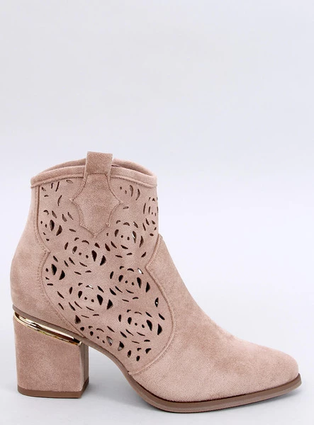 Botki ażurowe na obcasie DONOVAN KHAKI