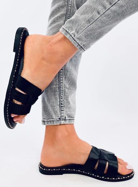 Klapki damskie eleganckie DALMASI BLACK